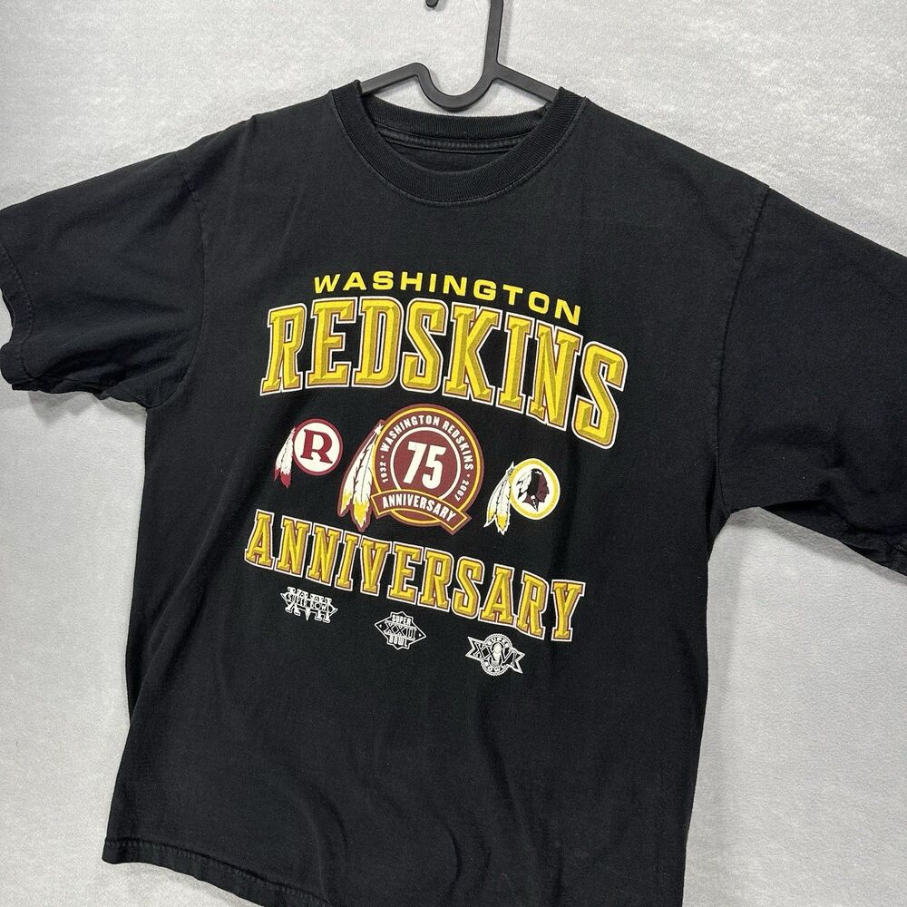 Vintage Washington Redskins NFL 75th Anniversary Reebok Size Medium Black - Picture 2 of 8